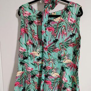 Boutique Flamingo dress XL XXL 16-18 belted NWOT
